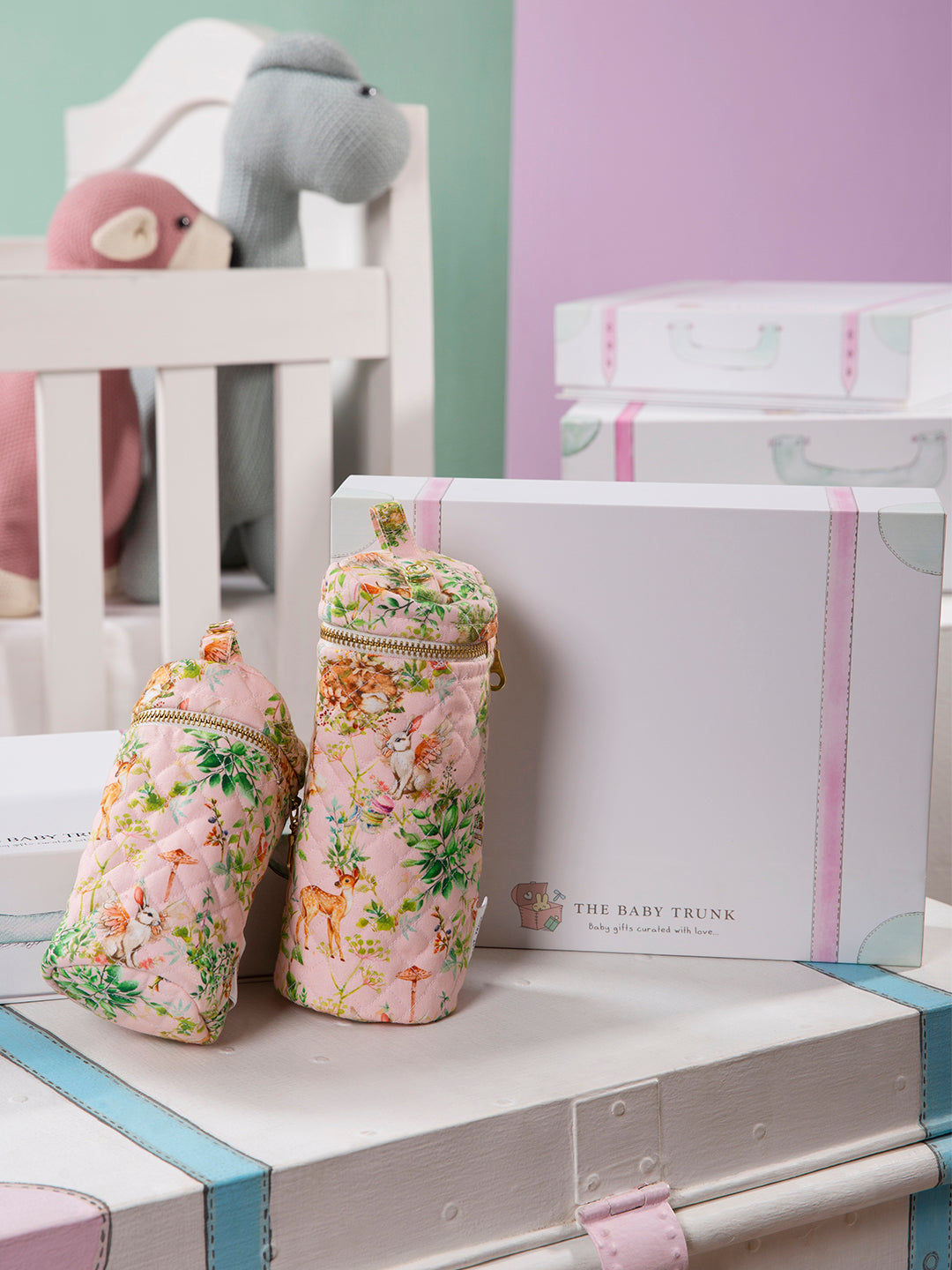 BABY & TODDLER BOTTLE COVER SET: BLUSH BUNNY TRAVEL FRIENDLY SET OF 2
