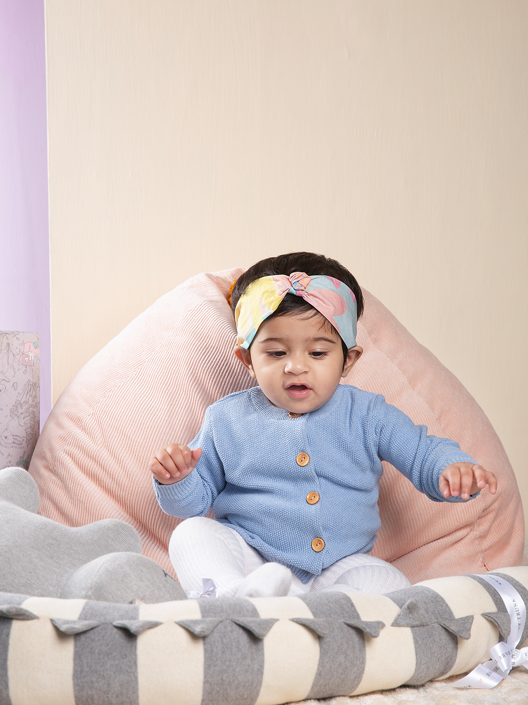 Blue Soft and Cozy Knitted Button-down Cardigan for Winter