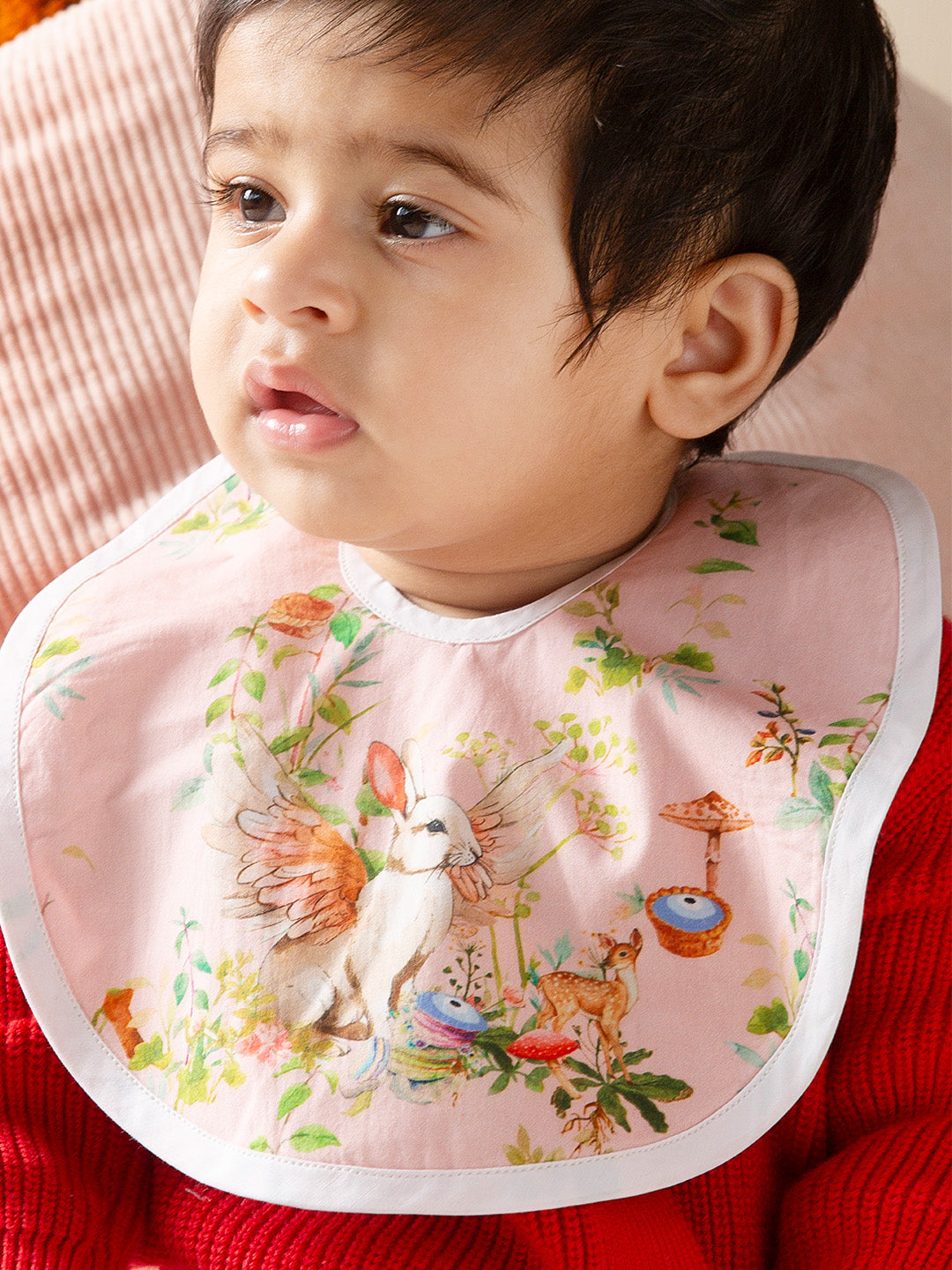 Hypo-allergenic Blush Bunny Cotton Bib for baby
