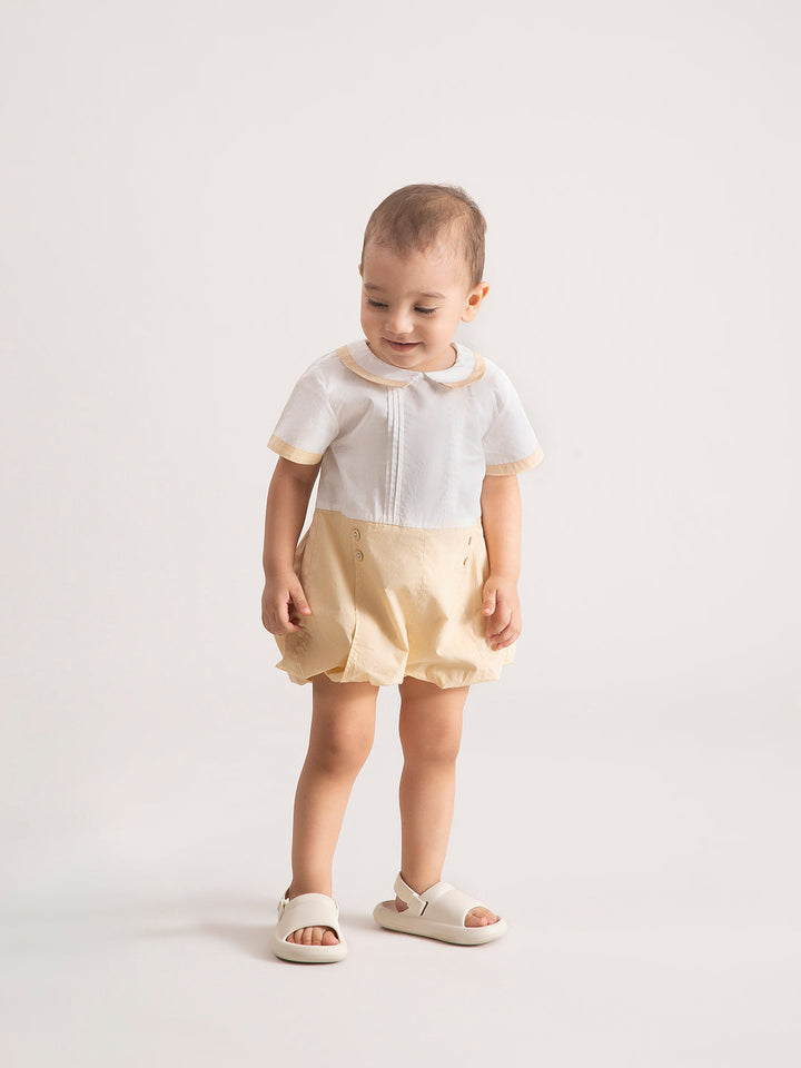 Newborn Baby Beige Organic Cotton One-Piece Front
