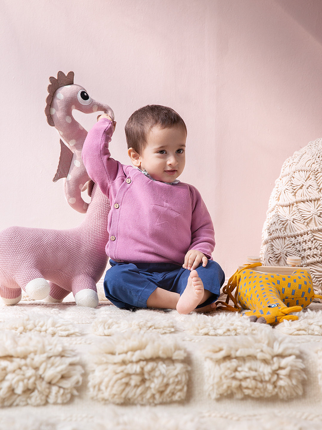 Pink Knitted Side Button Cardigan for the winters