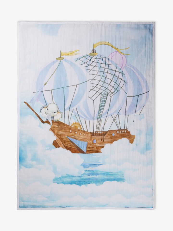 Soft like a cloud, wrap your little bundle of joy in cozy comfort with the adorable 'Ele's Expedition' swaddle, a must-have in your baby's closet.
