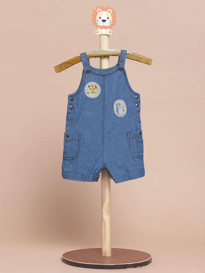 Stylish and Comfy Applique Denim Dungaree - Dark Indigo