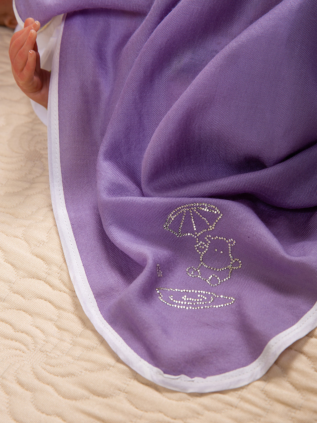 Shop Luxe Swarovski Cashmere Monogram Lilac Baby Blanket – The