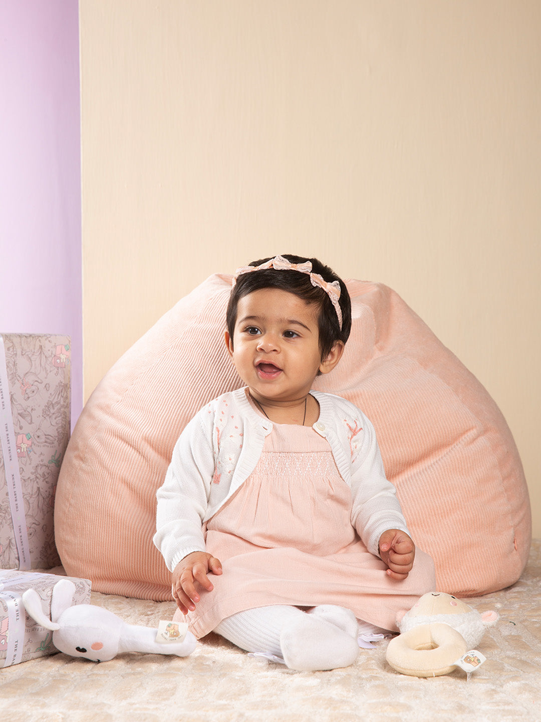 White cozy and soft Button-down Cardigan for the baby girl