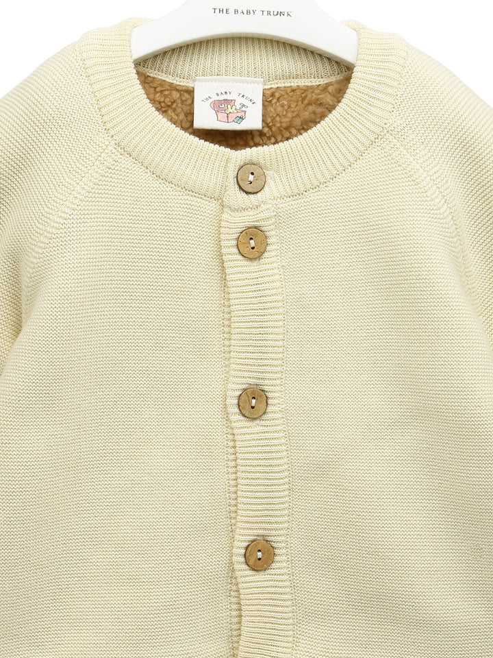 Cardigan with Contrast Sherpa Lining - Center Front open For Baby