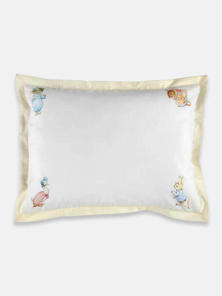 This Peter Rabbit quilt set with a pillow that features an adorable Peter Rabbit print and is made from soft cotton fabric. The Peter Rabbit print is a classic and timeless design that has been beloved for generations, making it a great choice for a baby gift.