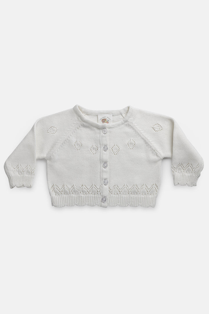 White Soft and Breathable Victorian Cardigan for the baby girl