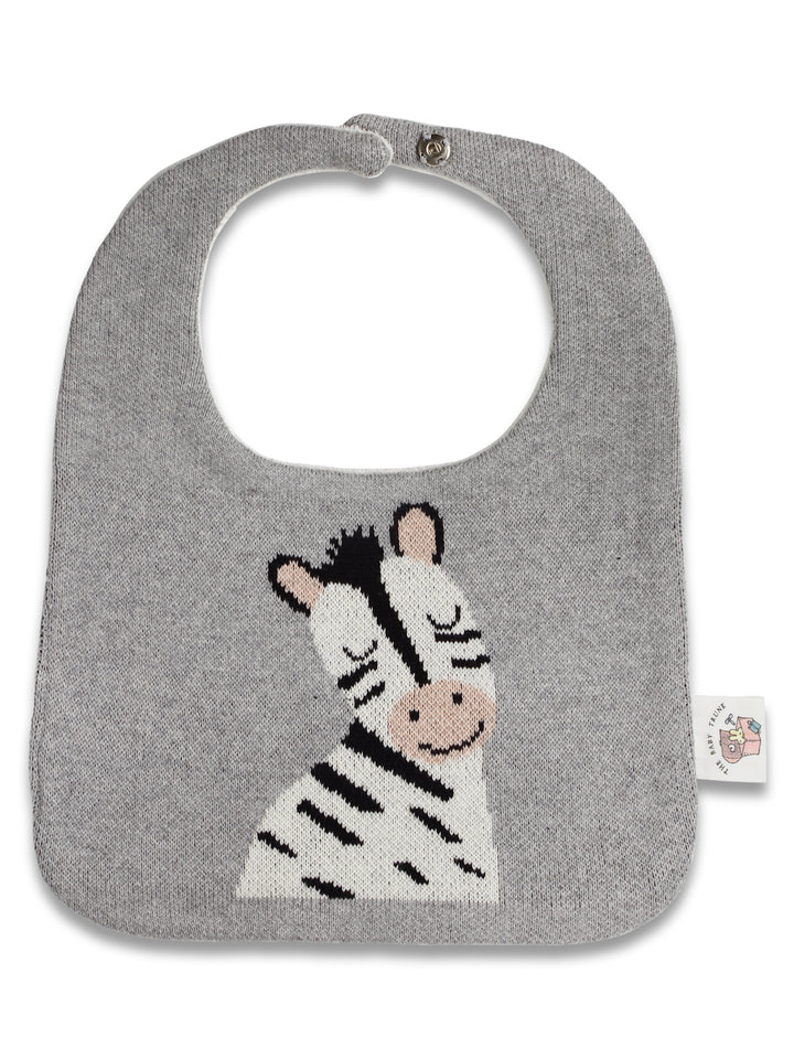 Zebra Knitted Bib is the perfect addition to mealtime with your little one.