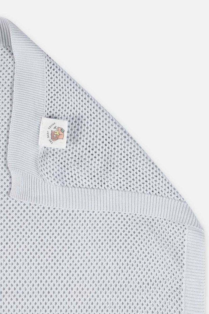 Dotted Knitted Blanket - Blue