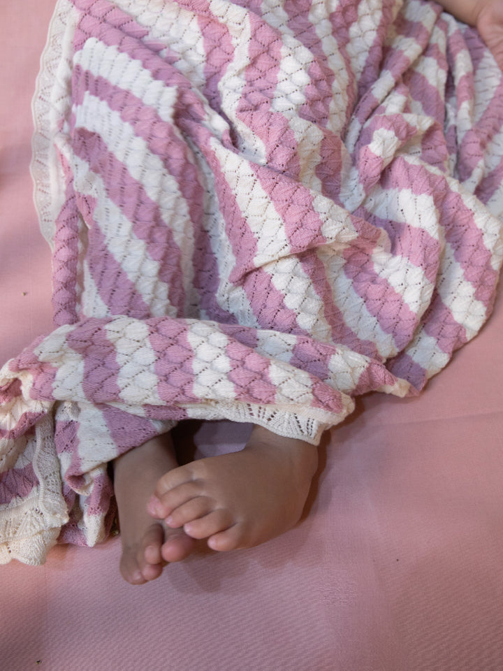 Rosy Dreams Stripe Baby Blanket
