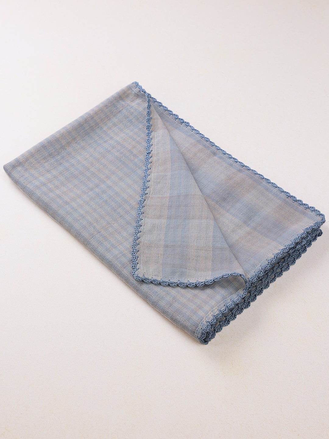 Reversible Blue Wool Baby  Blanket
