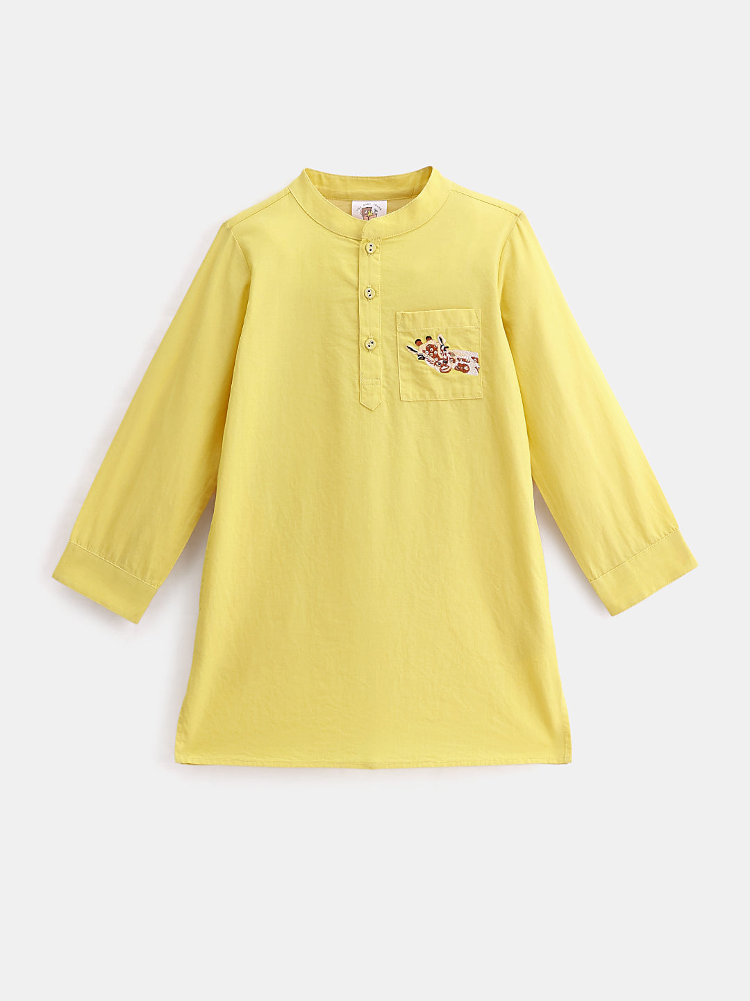 Boy's Kurta Pyjama Set in Yellow - Little Giraffe