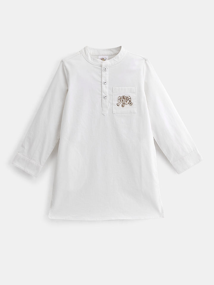 Boy's Kurta Pyjama Set in White - Little Elephant