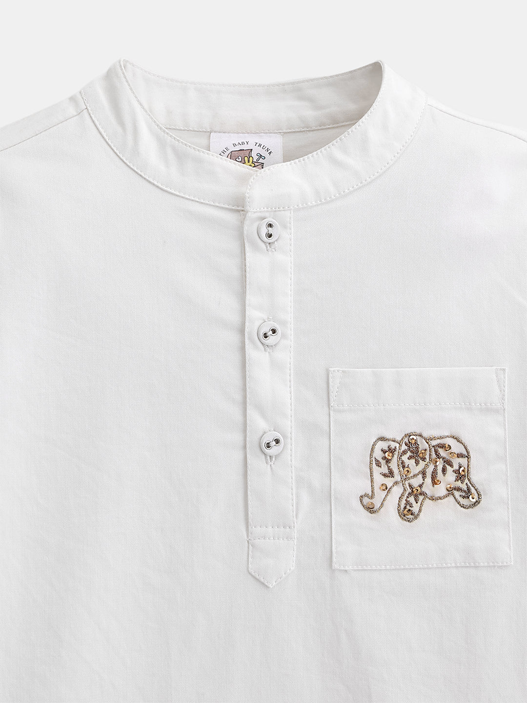 Boy's Kurta Pyjama Set in White - Little Elephant