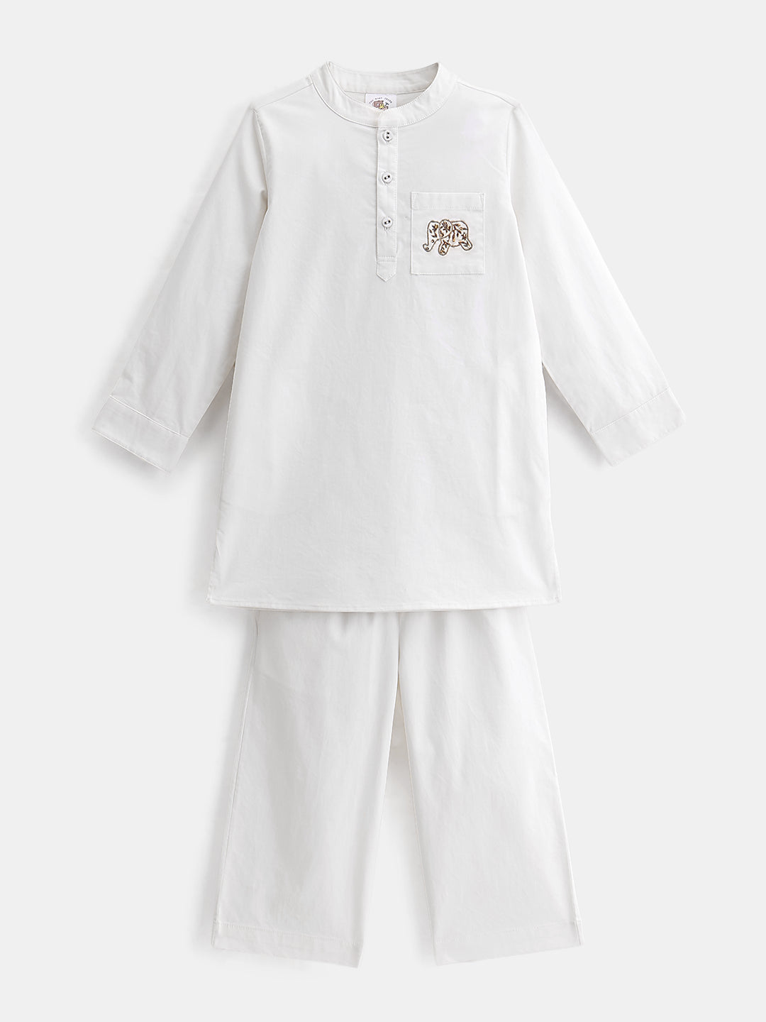 Boy's Kurta Pyjama Set in White - Little Elephant