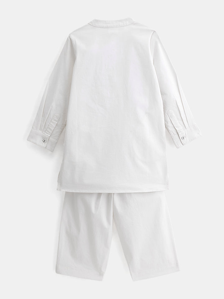 Boy's Kurta Pyjama Set in White - Little Elephant