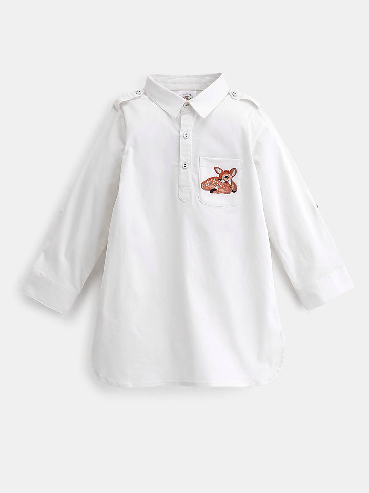 Boy's Pathani Kurta Salwar Set in White - Bambi