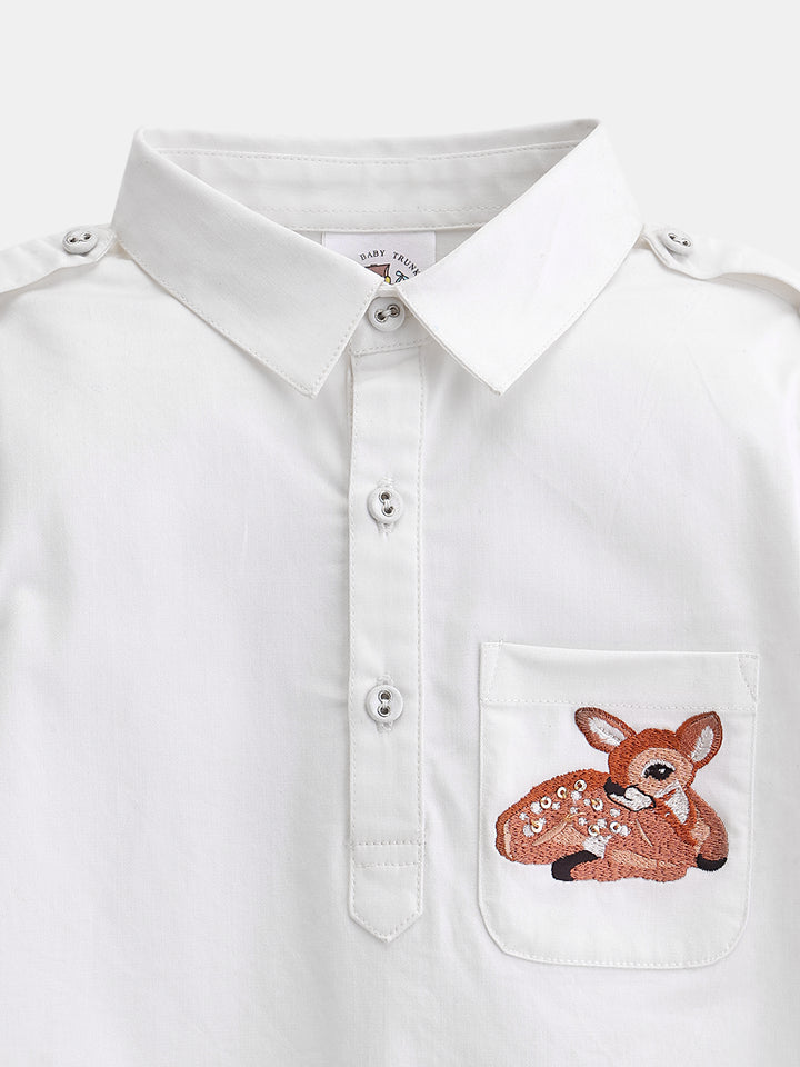 Boy's Pathani Kurta Salwar Set in White - Bambi