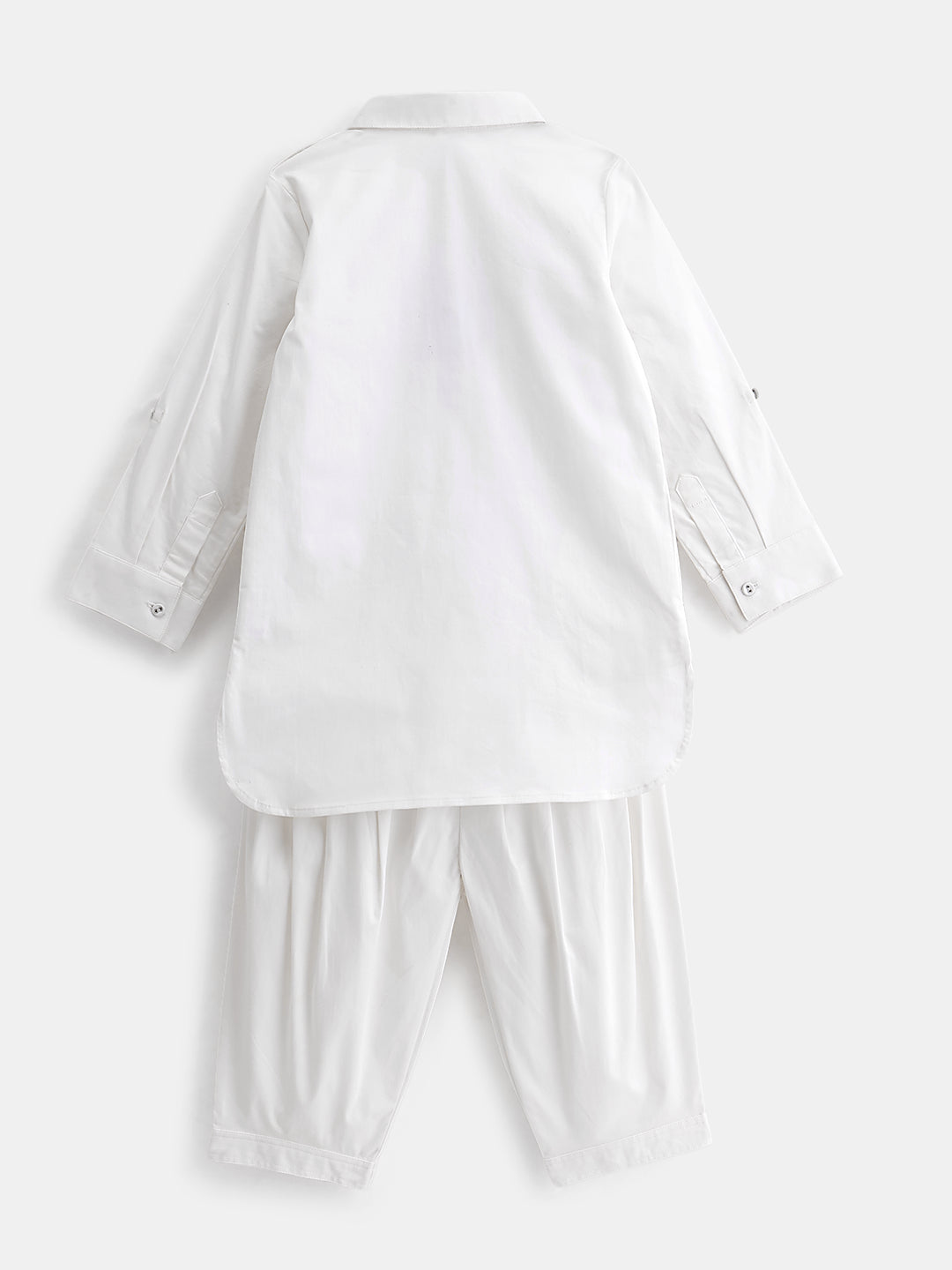 Boy's Pathani Kurta Salwar Set in White - Bambi