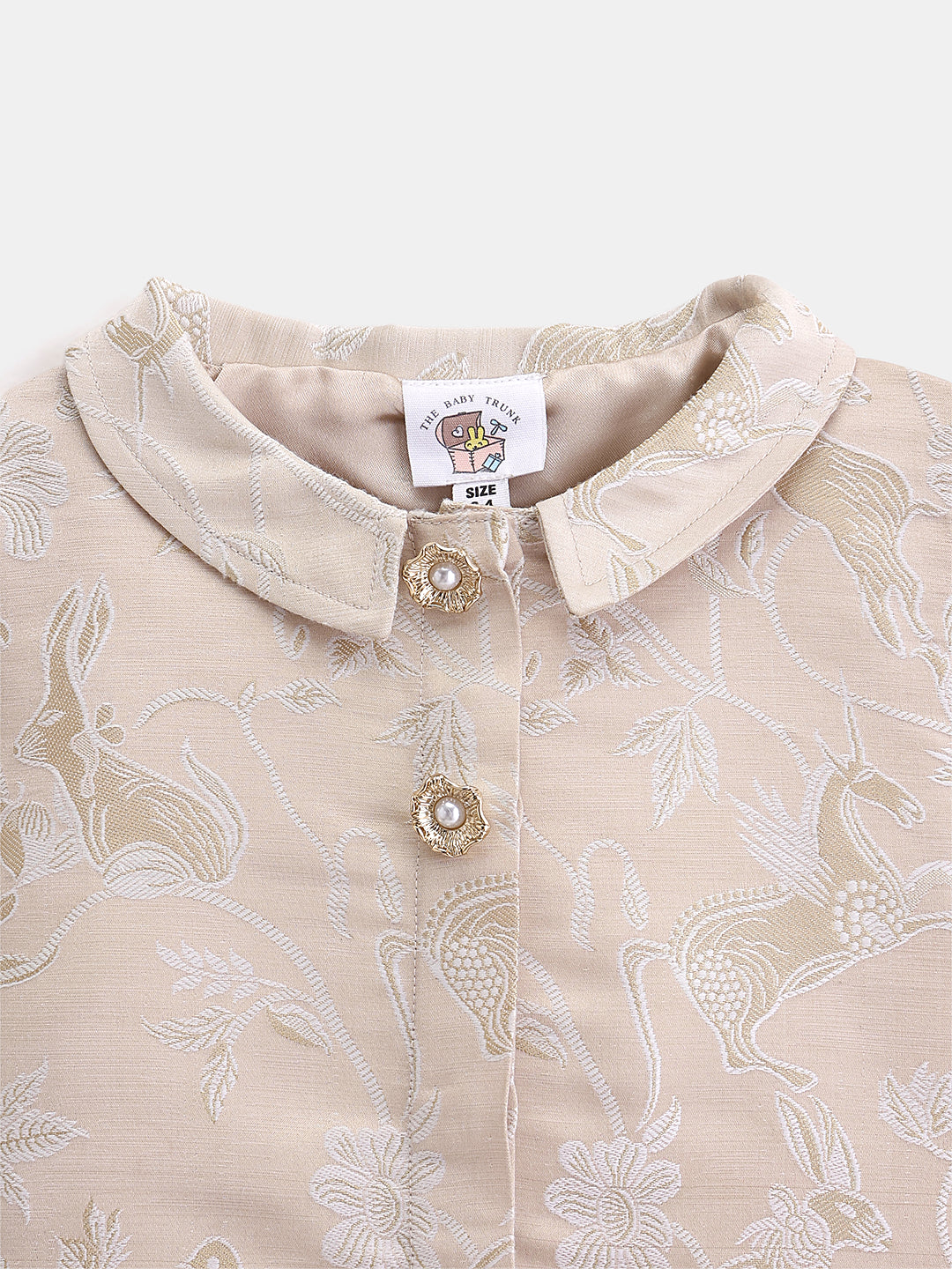 Girl's Lehenga Set in Powder Ivory - Whimsical Jungle
