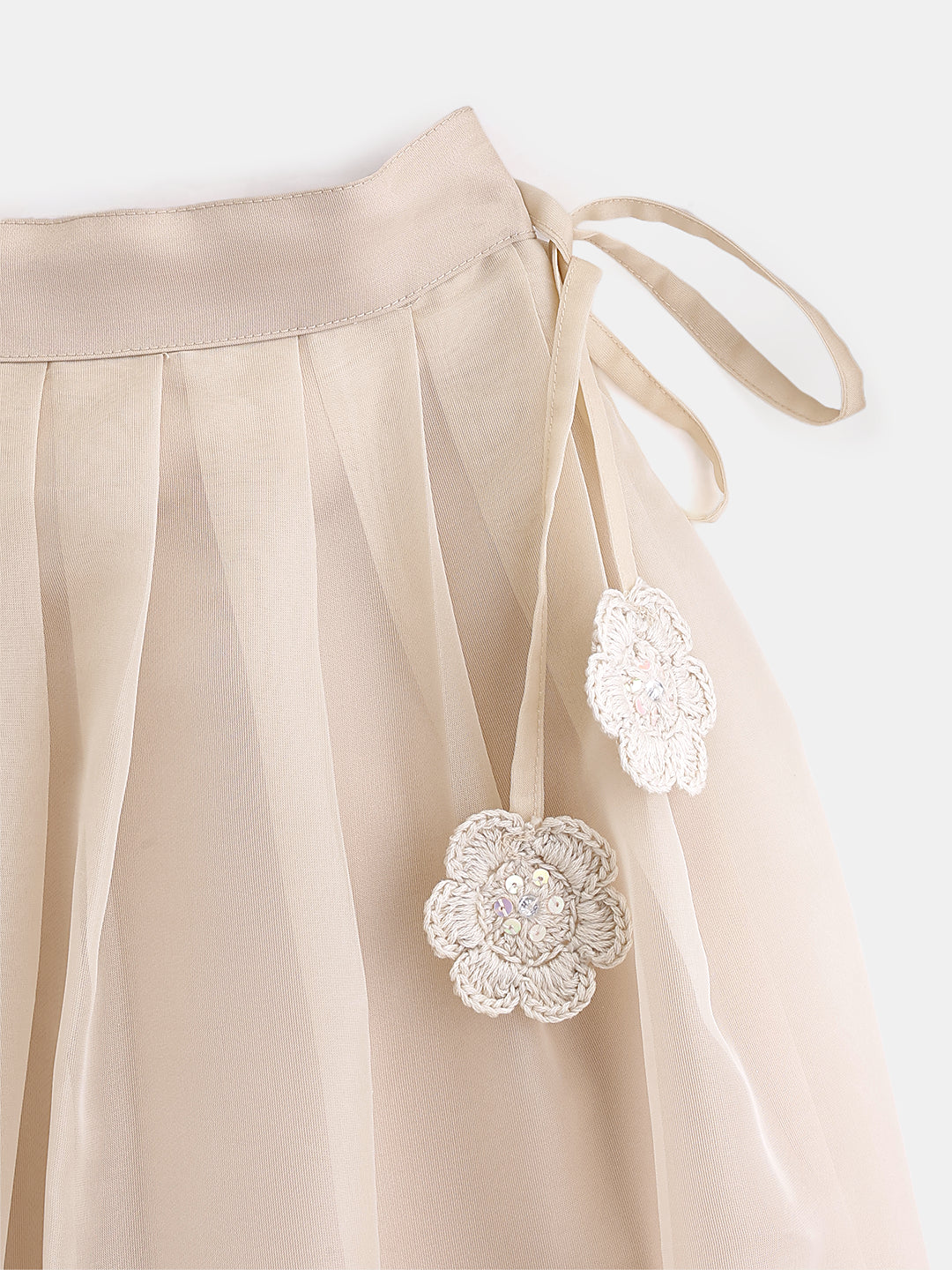 Girl's Lehenga Set in Powder Ivory - Whimsical Jungle