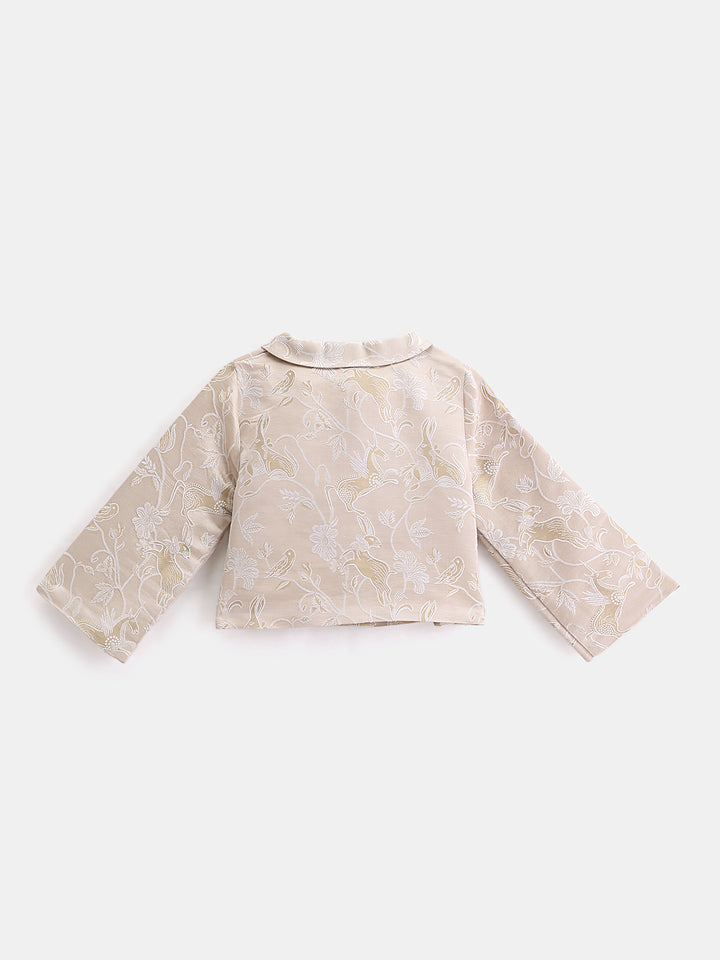Girl's Lehenga Set in Powder Ivory - Whimsical Jungle