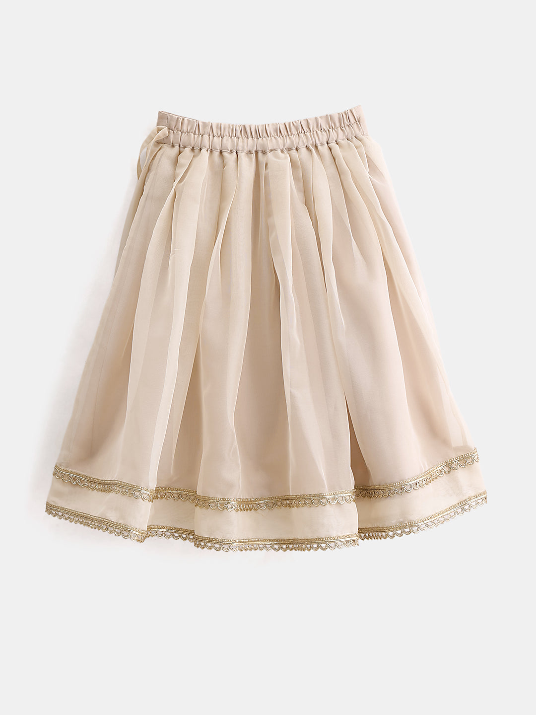 Girl's Lehenga Set in Powder Ivory - Whimsical Jungle