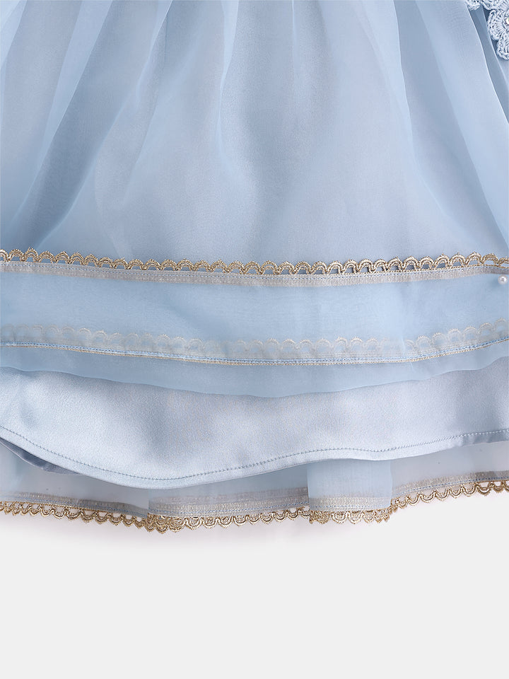 Girl's Lehenga Set in Powder Blue - Whimsical Jungle