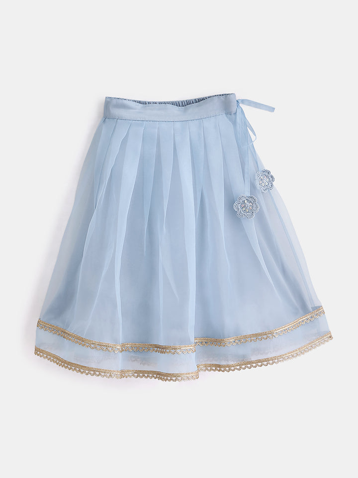 Girl's Lehenga Set in Powder Blue - Whimsical Jungle