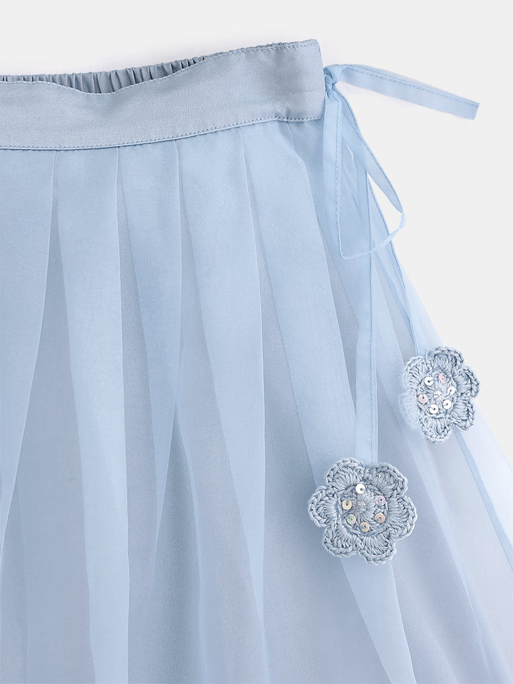 Girl's Lehenga Set in Powder Blue - Whimsical Jungle
