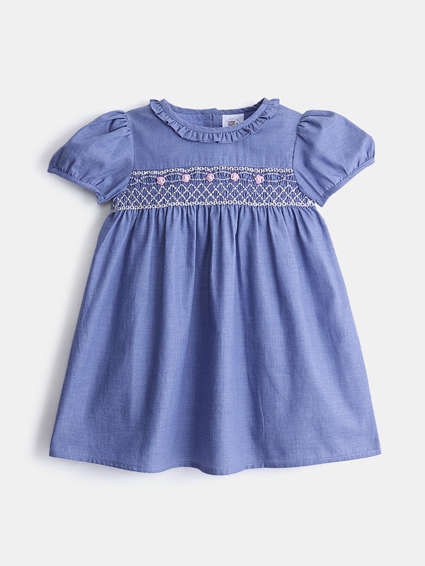 Girl's Summer Dress in Blue - Floral