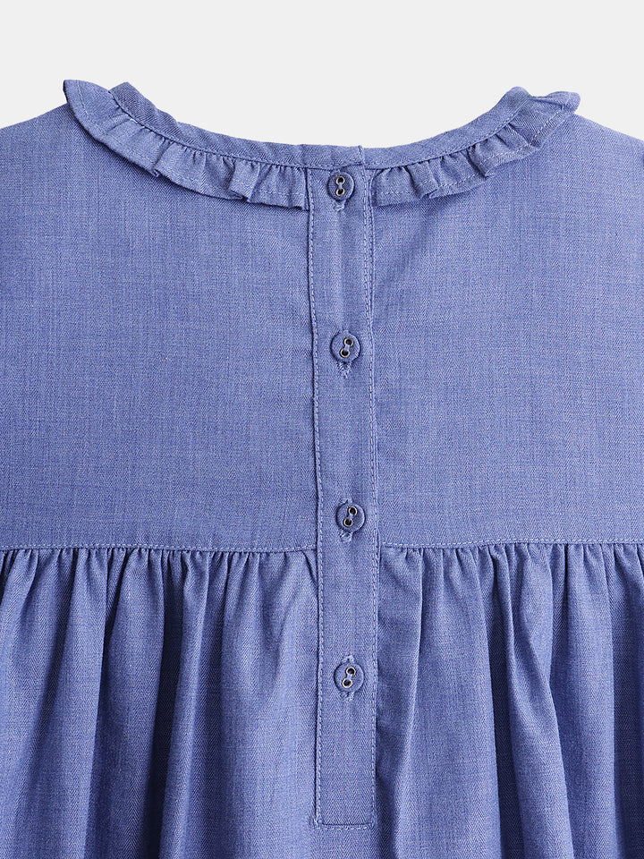 Girl's Summer Dress in Blue - Floral
