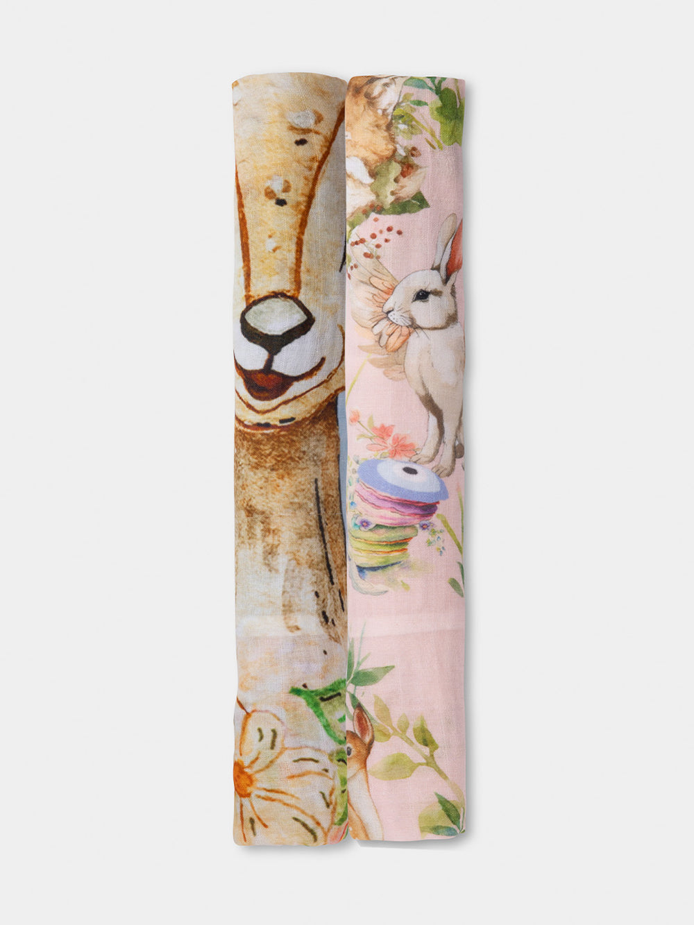 100% Double Cloth Organic Cotton SWADDLE SET OF 2 (Bambi & Blush Bunny) for your baby sleep