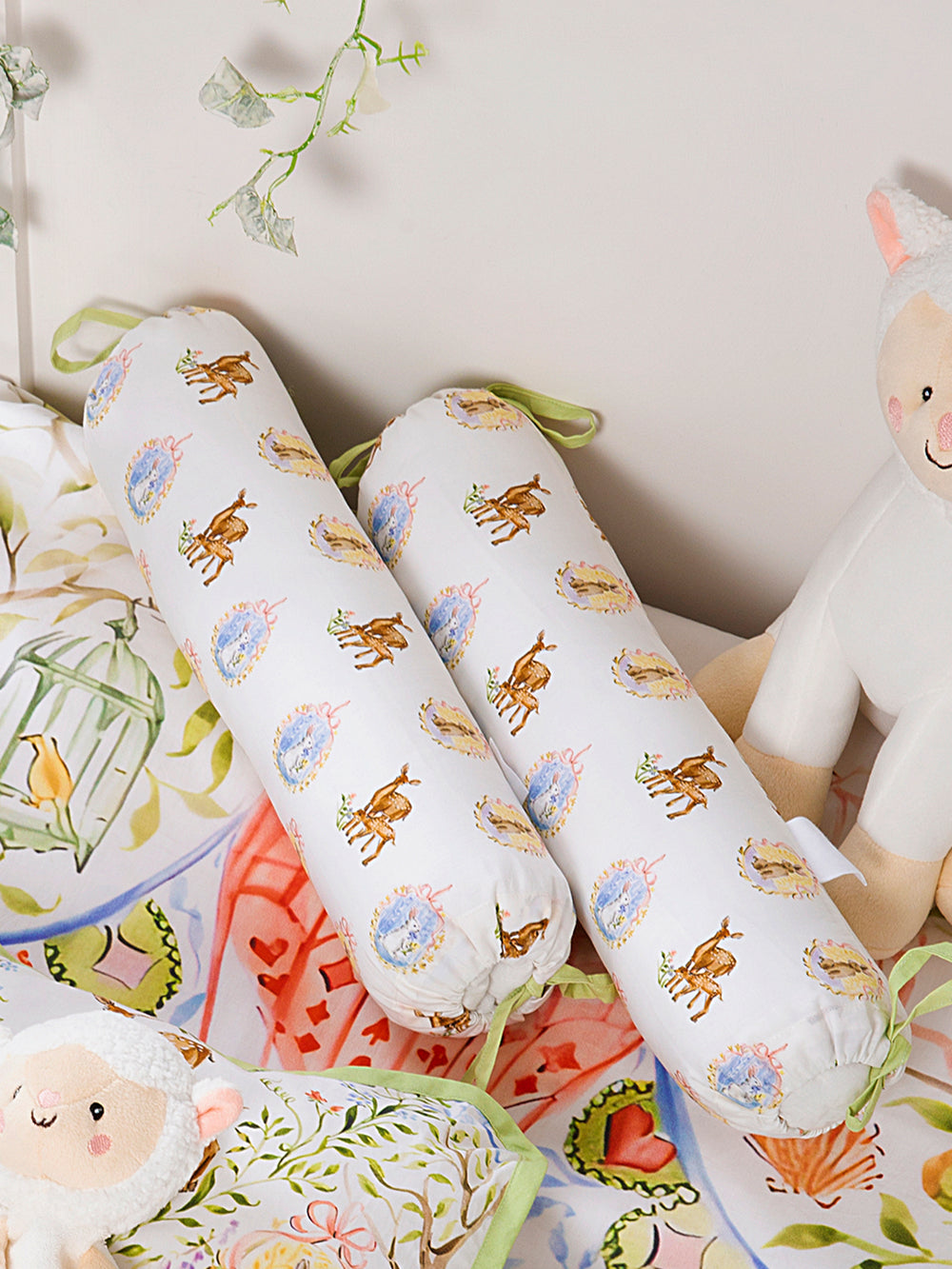100% Egyptian Organic Cotton Enchanted Deer BOLSTER SET for your baby's comfy sleep
