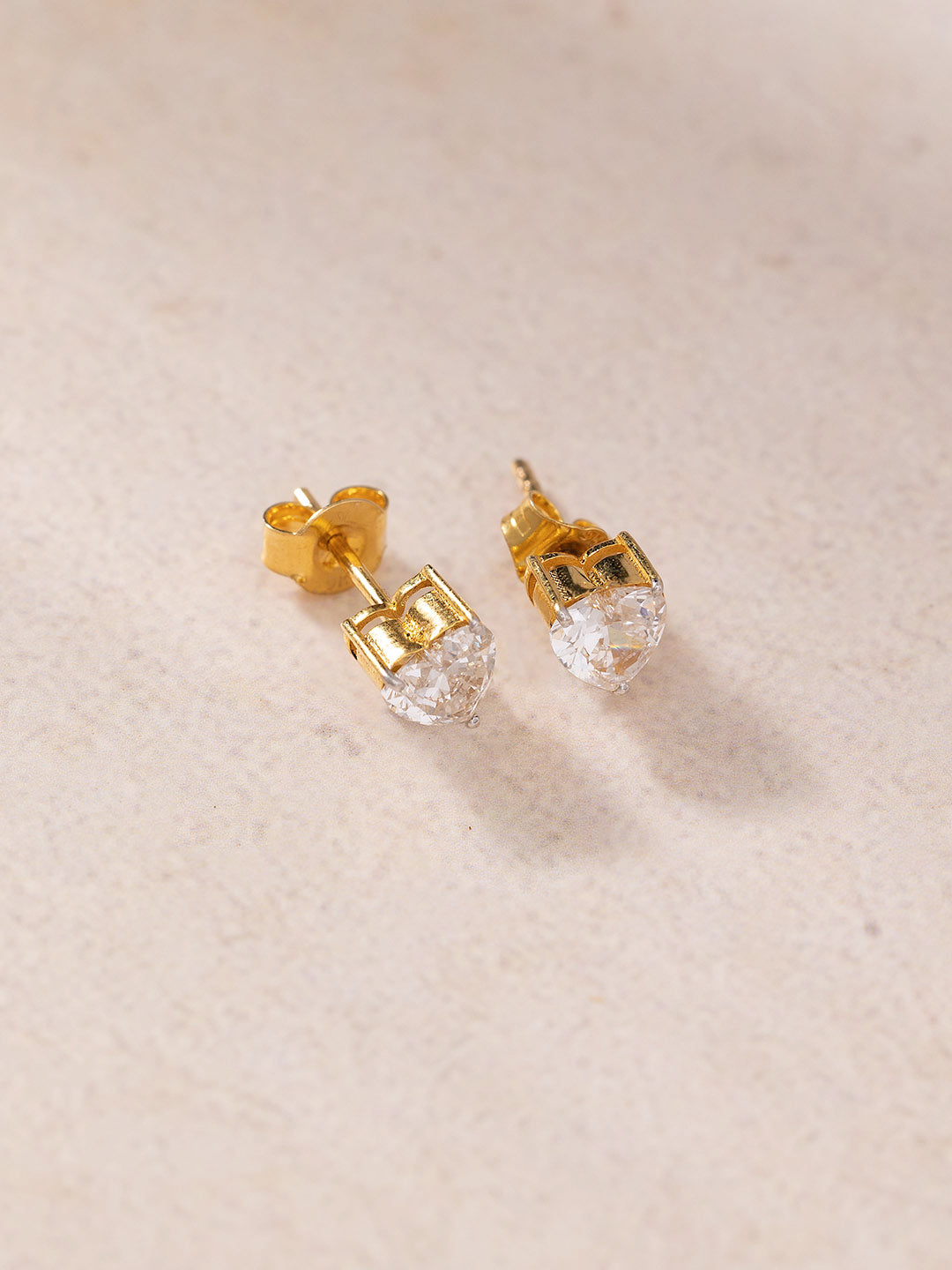 The Little Heart Studs| 1.02 CT Heart Solitaire Lab Grown Diamond Earrings in 9KT Gold
