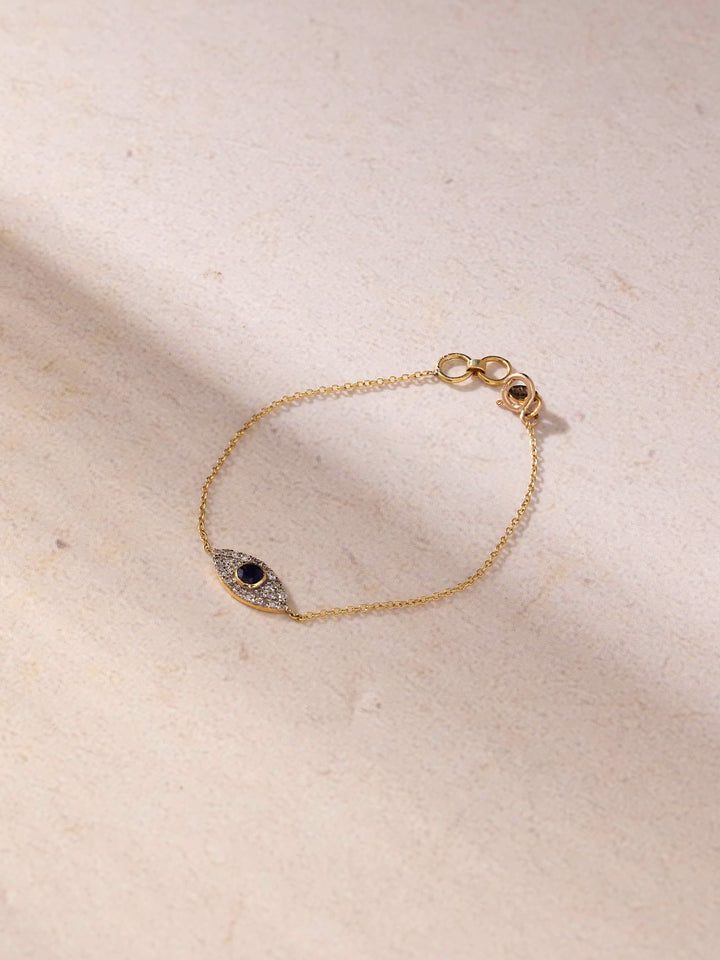14 KT Gold Diamond Evil Eye  - Baby Bracelet