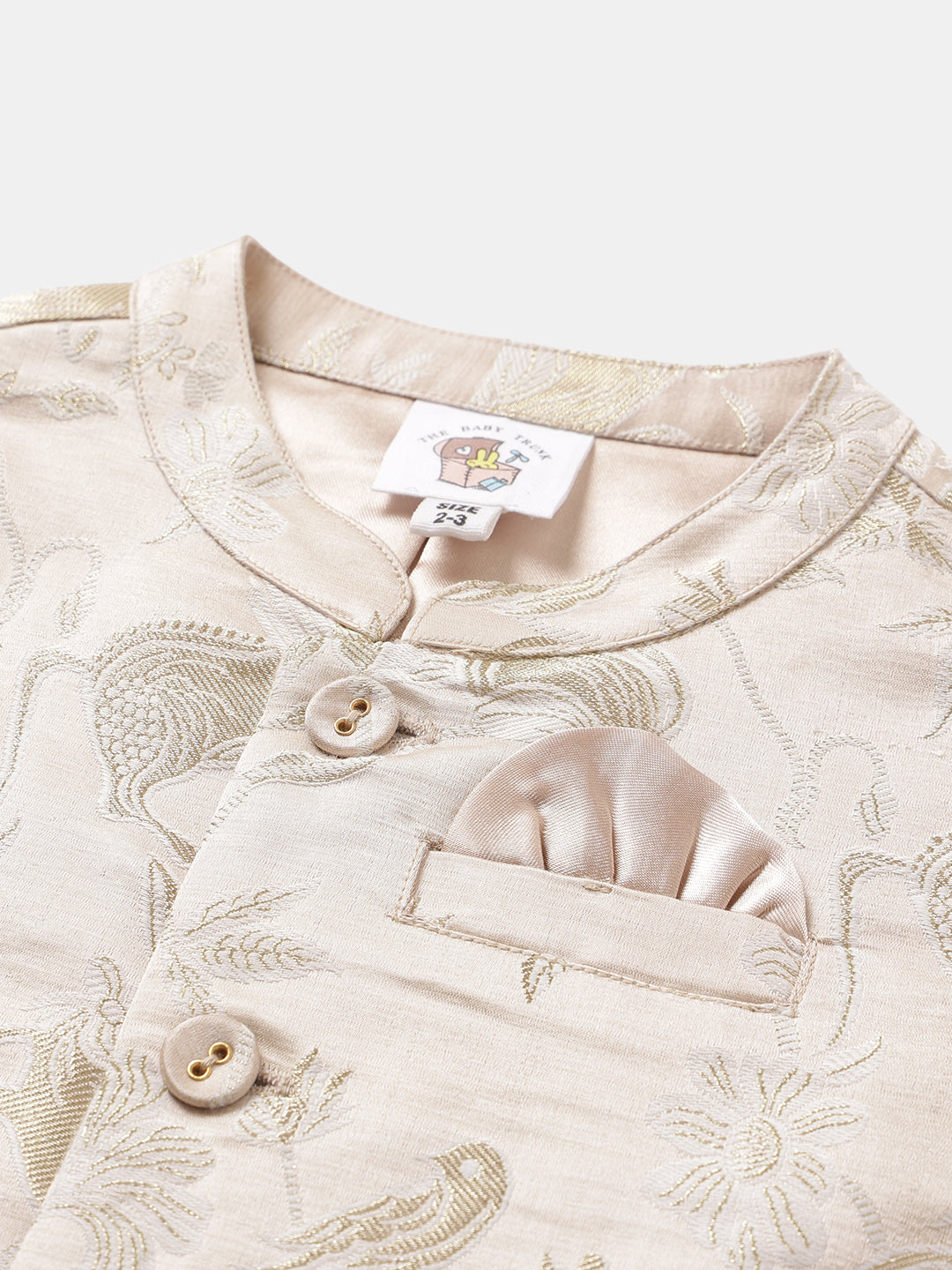 Boy's Nehru Jacket in Ivory - Whimsical Jungle