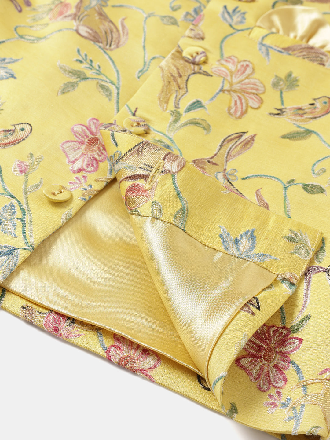 Boy's Nehru Jacket in Yellow - Whimsical Jungle