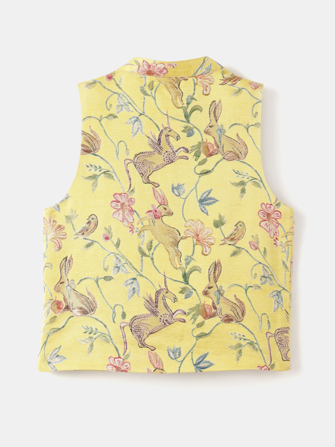 Boy's Nehru Jacket in Yellow - Whimsical Jungle