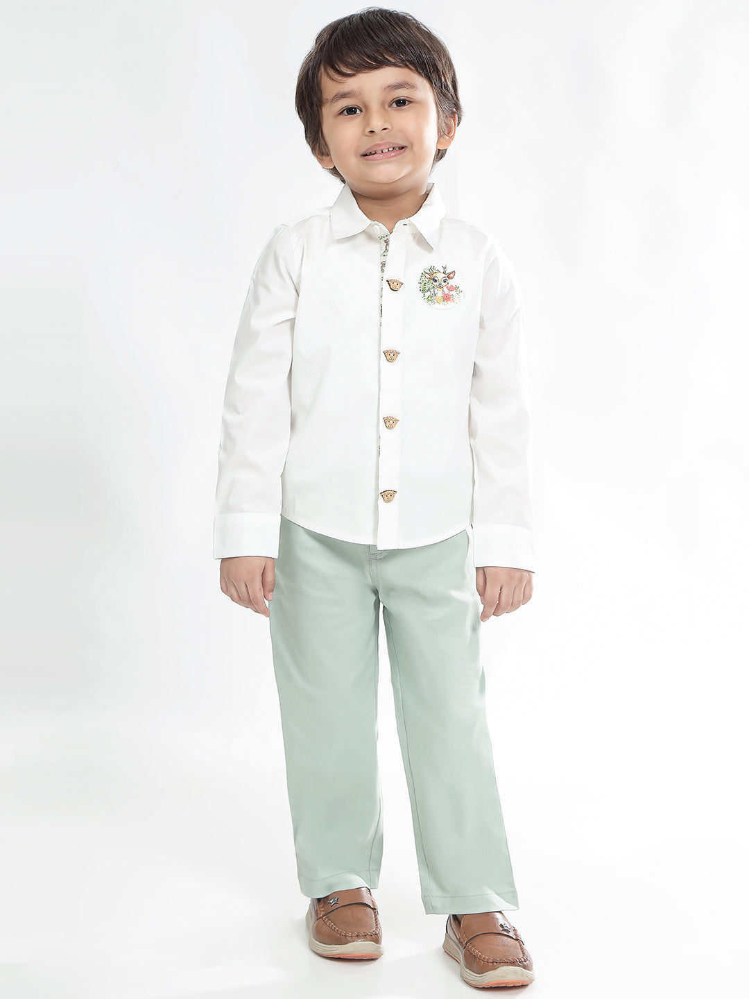 Boys Cotton Shirt in White - Bambi