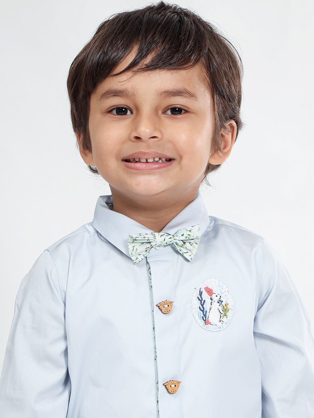 Boy's Cotton Printed Bow Tie in Pastel Green - Peter Rabbit