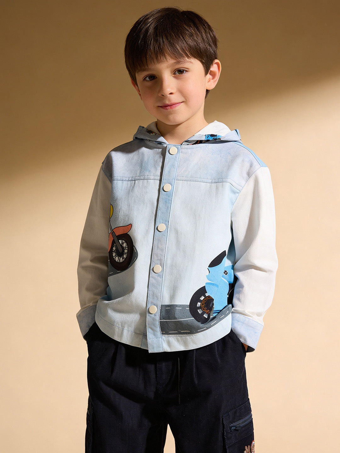 Kids Cotton Twill Hooded Shacket – Retro Bike