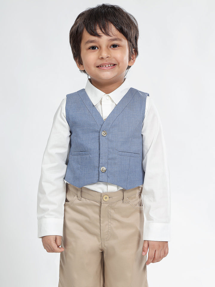 Boy's Formal Vest in Chambray Blue - Classic