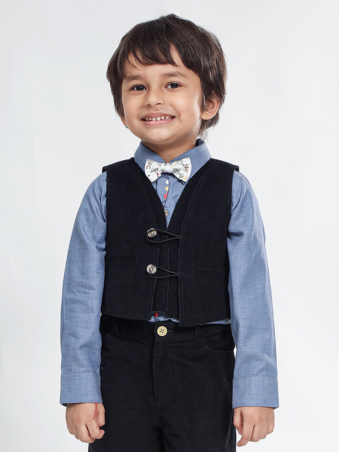 Boy's Formal Corduroy Vest in Black