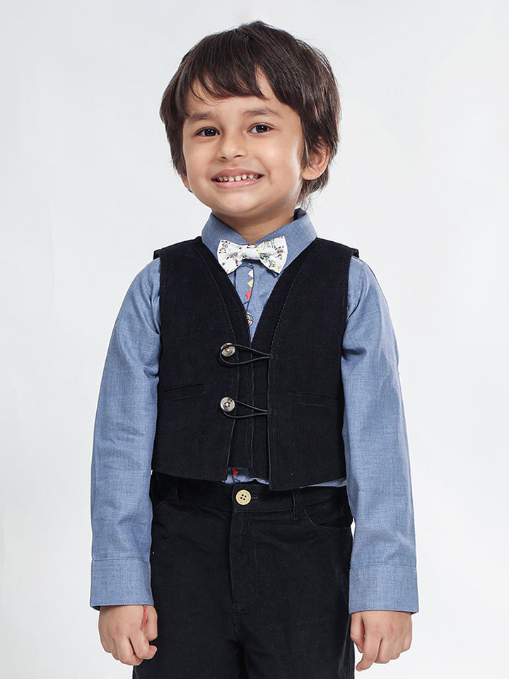 Boy's Formal Corduroy Vest in Black