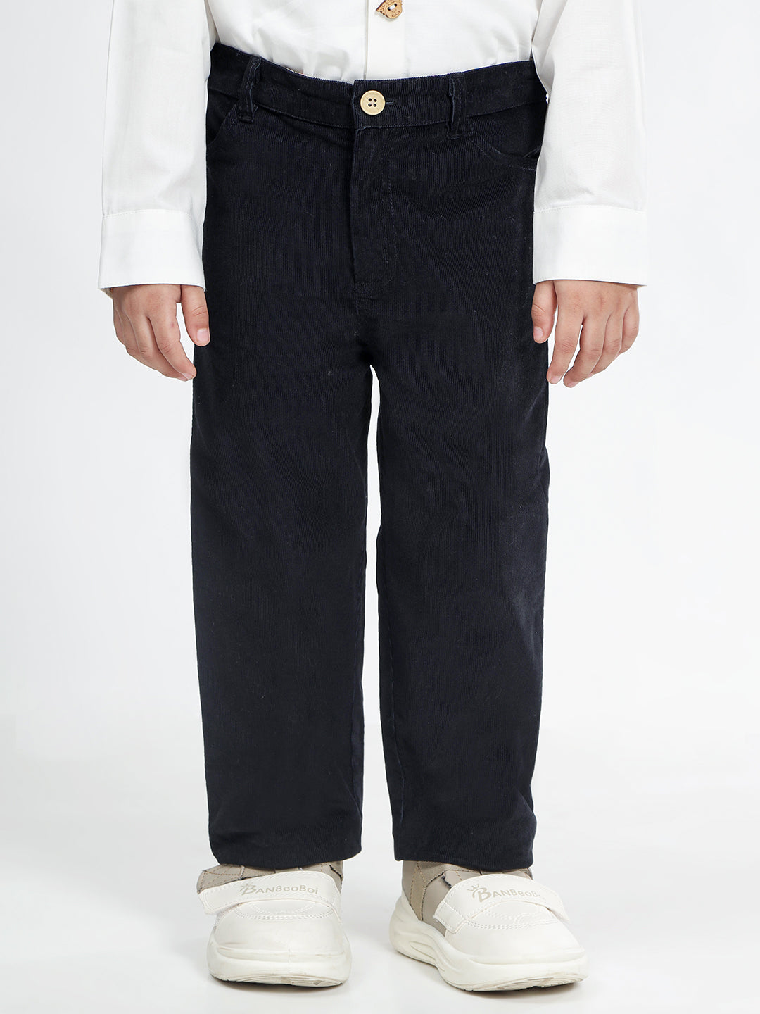 Boy's Cotton Corduroy Trousers in Black - Zazzy Zebra