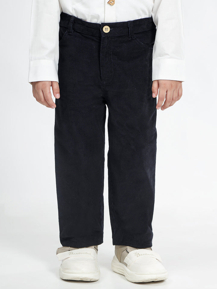 Boy's Cotton Corduroy Trousers in Black - Zazzy Zebra