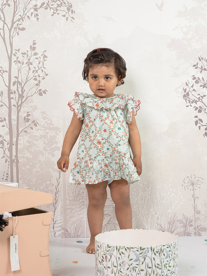 Cotton Silk Dress- Elephant Garden