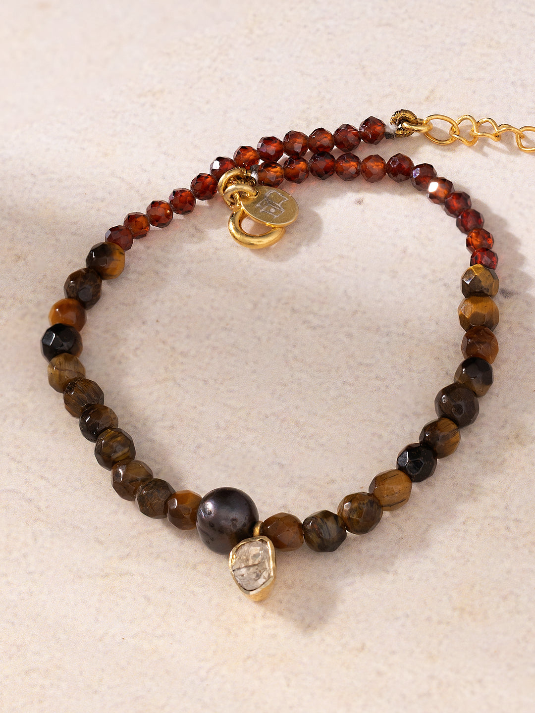 January Garnet & Diamond Mom Bracelet